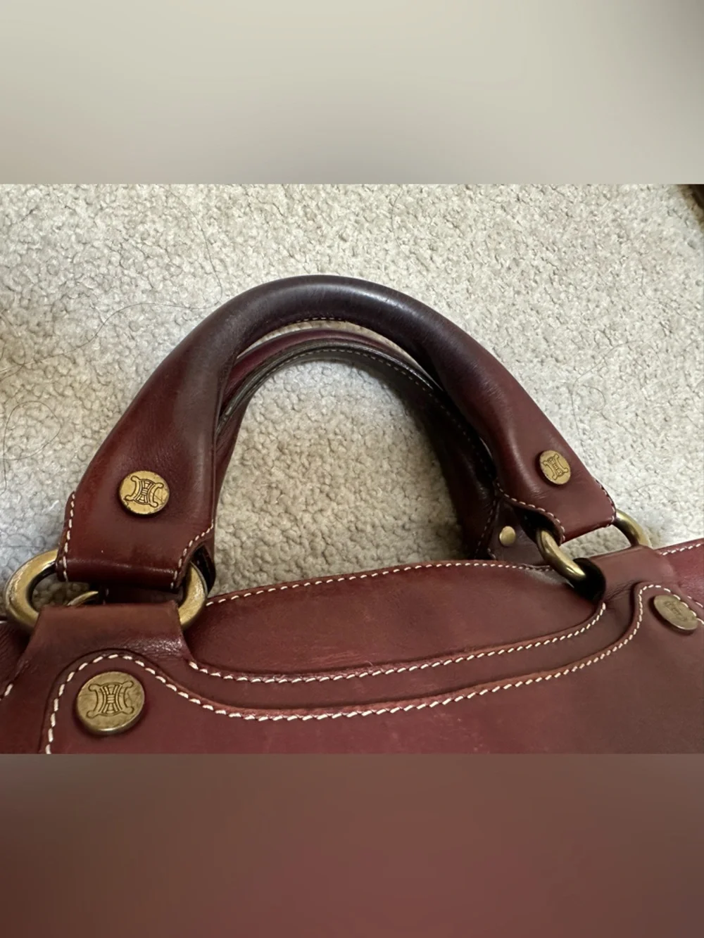 Authentic Celine Burgundy Leather Satchel with Bonus Long Wallet - Picture 6 of 16